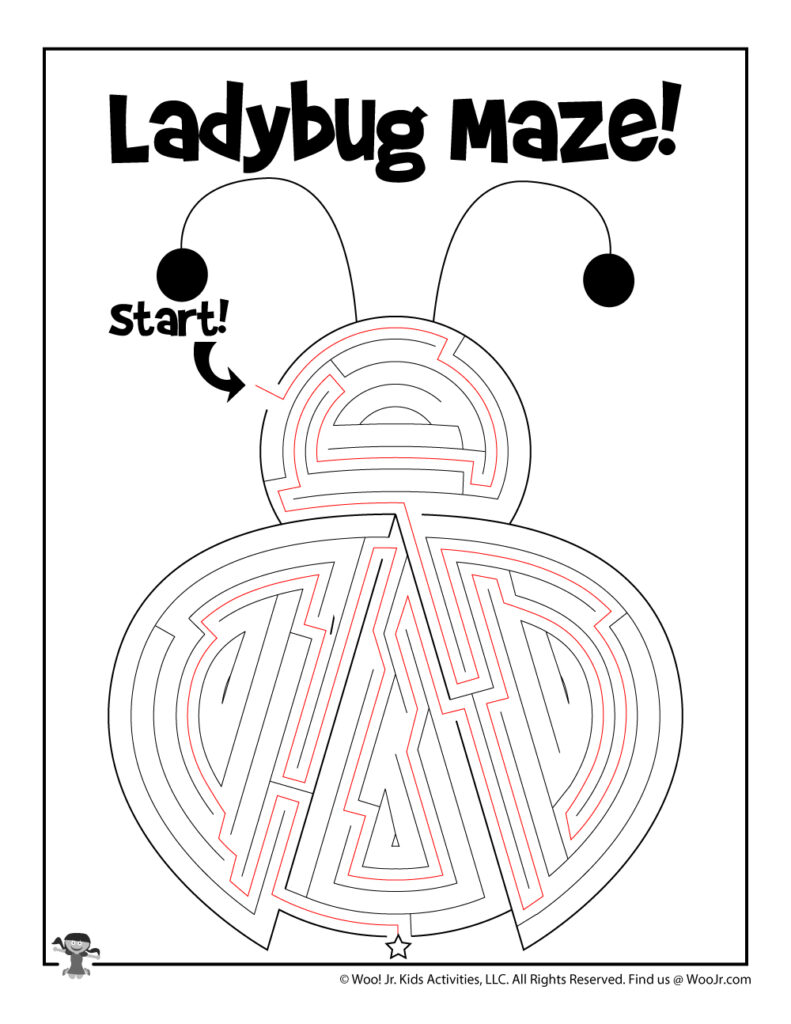 Spring Ladybug Printable Maze For Kids KEY Woo Jr Kids Activities