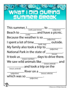 Summer Mad Libs Woo Jr Kids Activities English Lessons For Kids