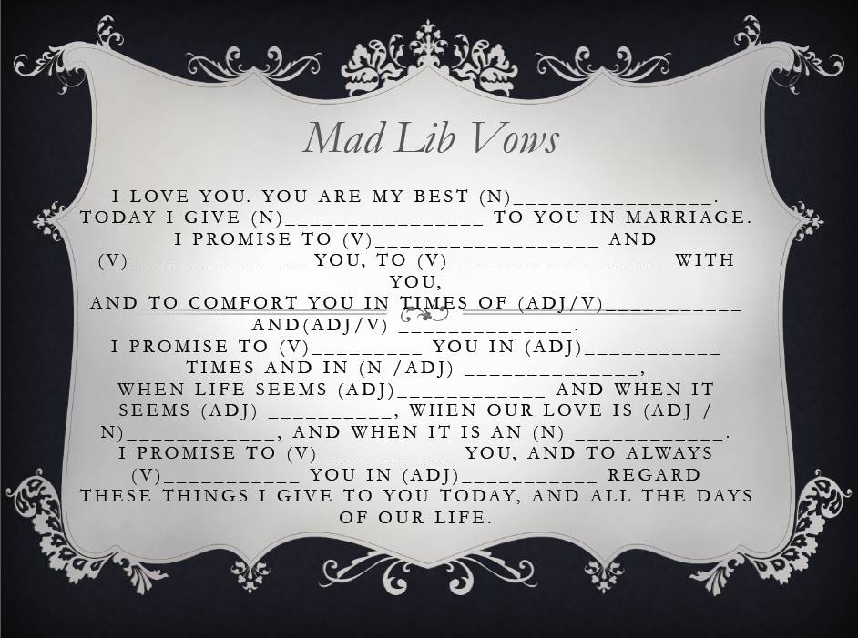 Ten Fun Wedding Mad Libs To Work Into Your Wedding BestBride101