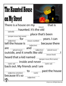 The haunted house on my street Woo Jr Kids Activities Nouns And