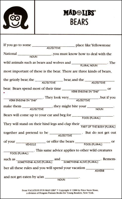 Vacation Fun Mad Libs 006725 Details Kids Mad Libs Mad Libs For