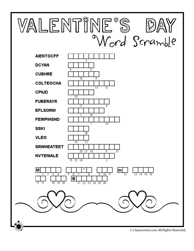 Valentine Word Scramble Woo Jr Kids Activities