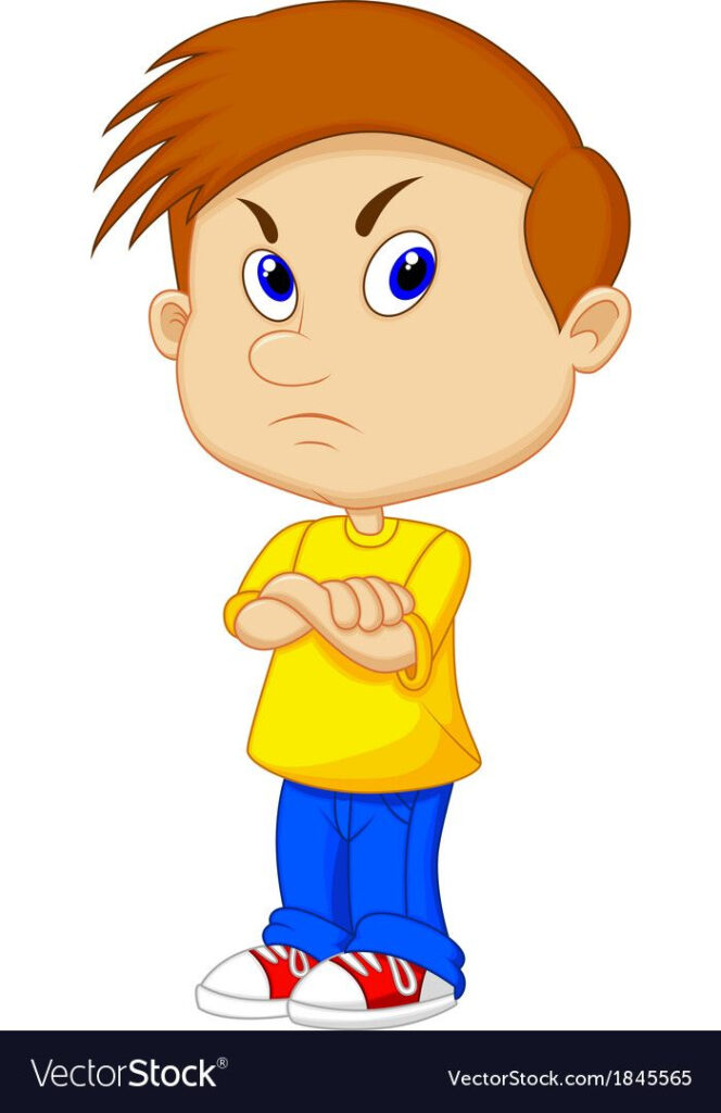 Vector Illustration Of Angry Boy Cartoon Download A Free Preview Or 