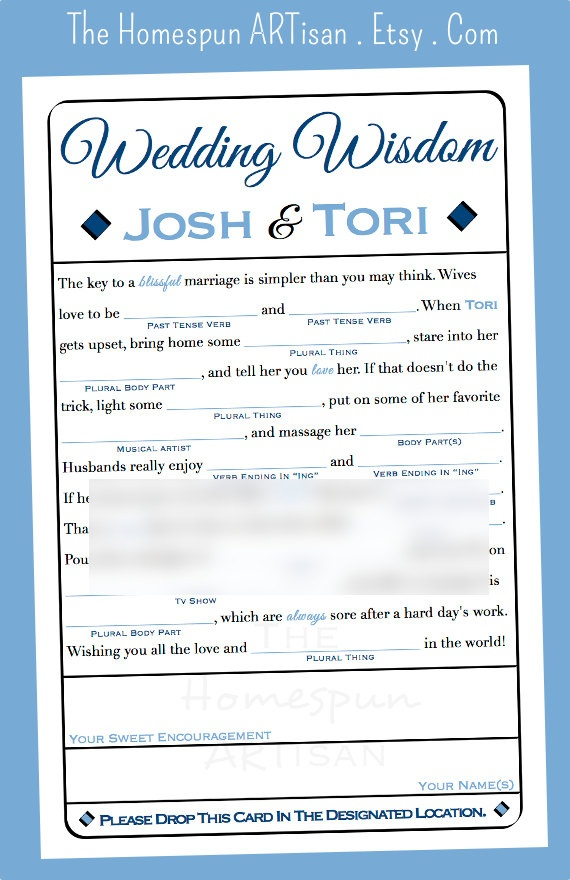 Wedding Guest Book Mad Libs Newlywed Advice Game Classic Etsy Baby 