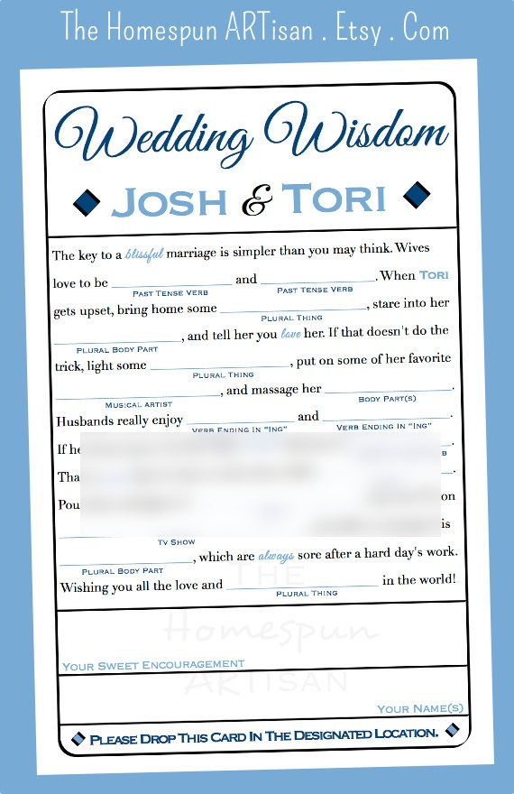 Wedding Guest Book Mad Libs Newlywed Advice Game Classic Etsy Baby