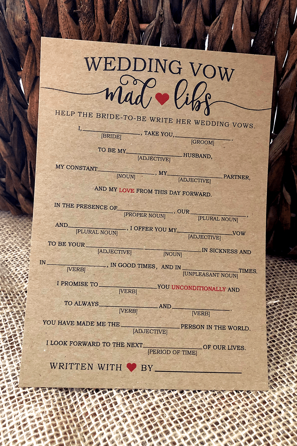 Wedding Mad Libs Wedding Vow Mad Libs Wedding Libs Mad Libs