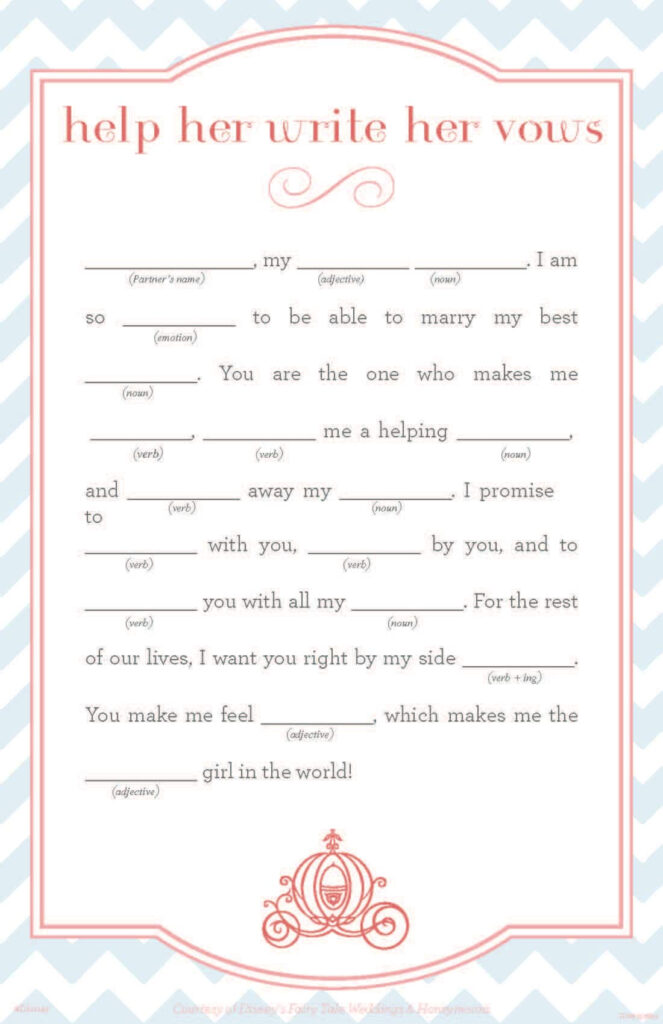 Wedding Vows Disney Mad Libs Disney Weddings