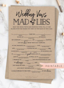 Wedding Vows Mad Libs Virtual Printable Funny Bridal Etsy Funny