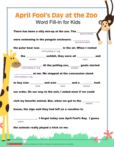 Zoo Mad Libs Worksheets 99Worksheets