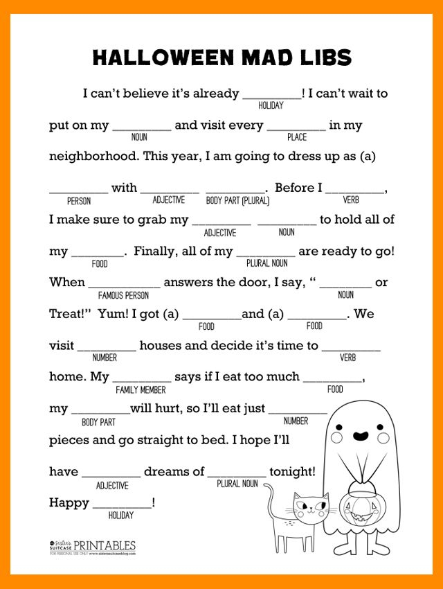 13 Spooky Halloween Mad Libs Kitty Baby Love