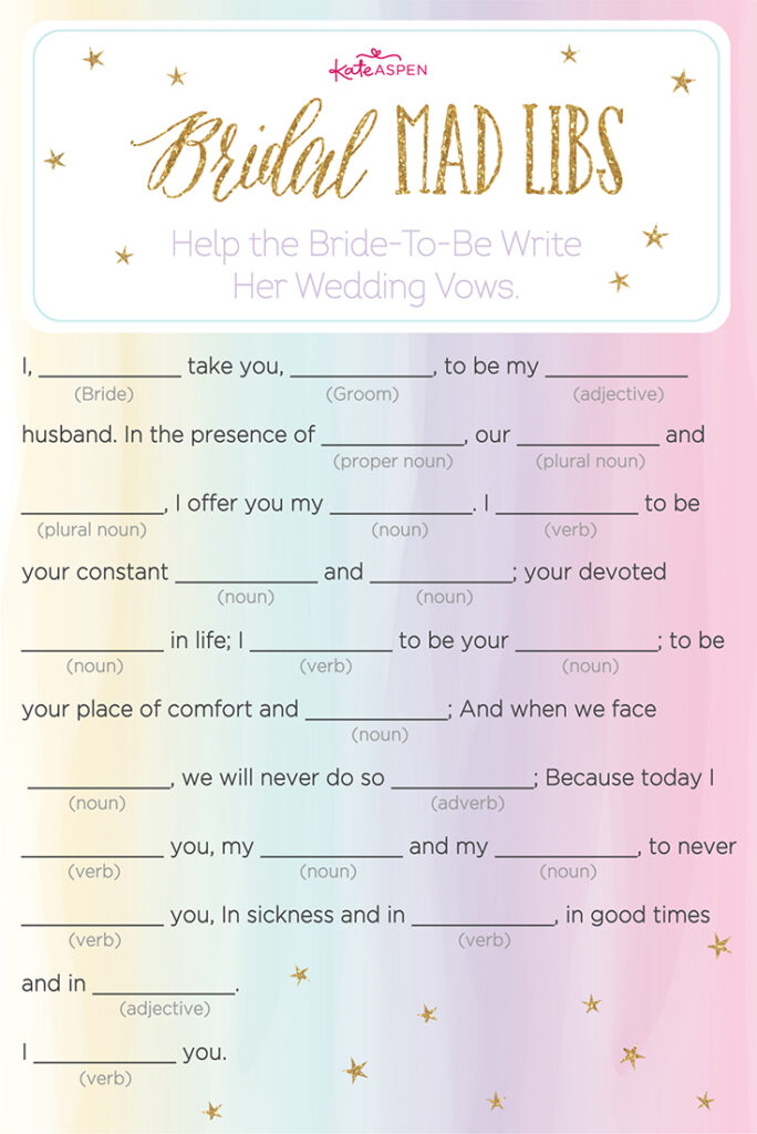 18 Fun Wedding Mad Libs KittyBabyLove