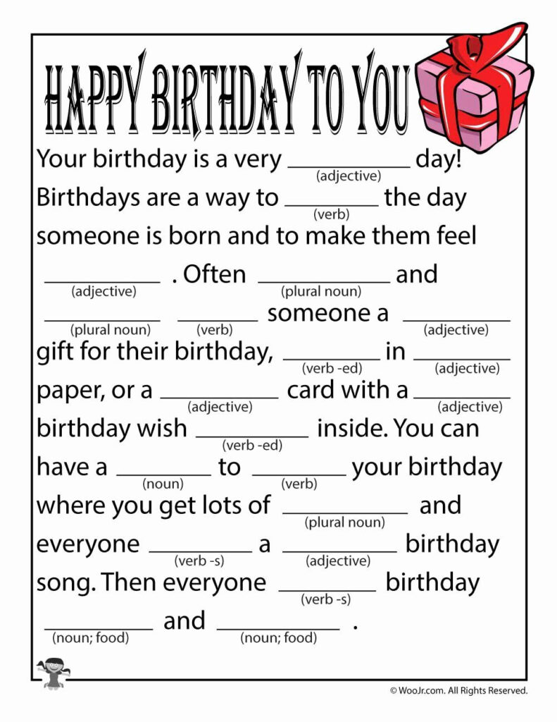  30 Birthday Mad Libs Printable In 2020 Happy Birthday Teacher 