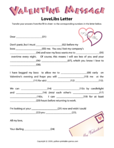 6 Easy Valentines Mad Libs Printable For Kids