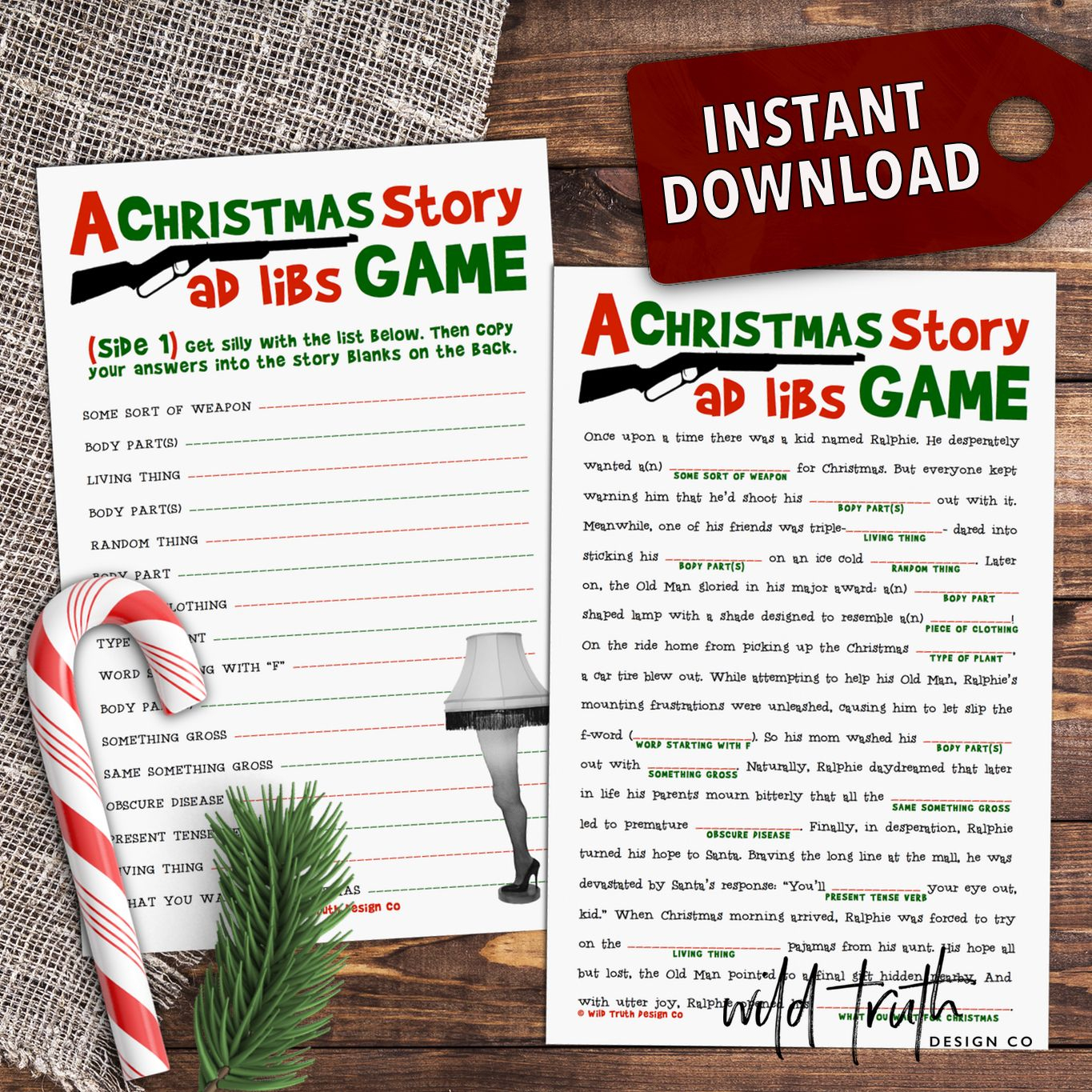 A Christmas Story Movie Party Game Printable Mad Libs C101 A