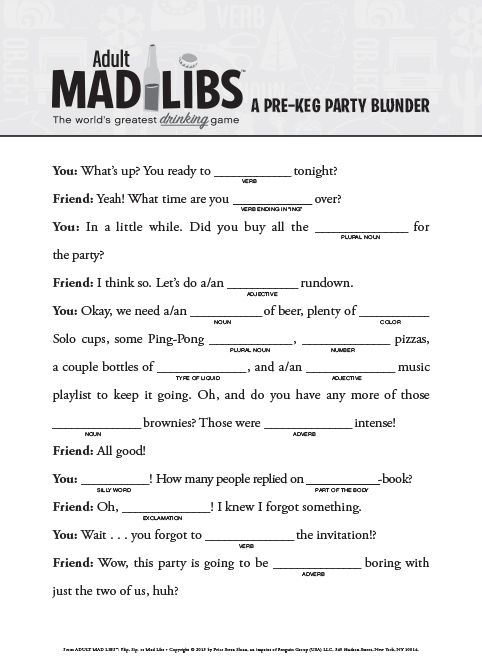 Adult Mad Libs Books Please Read Responsibly Writing Fantasy 