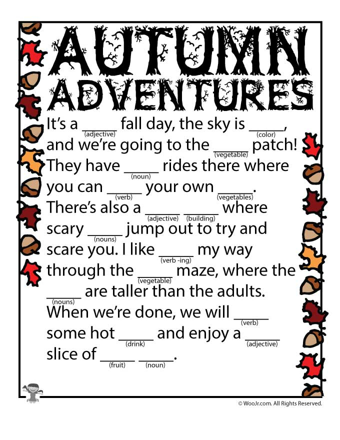 Autumn Adventures Mad Lib Woo Jr Kids Activities