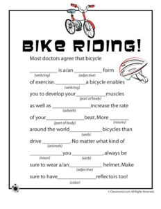 Bike Riding Madlib Mad Libs Printable Mad Libs Lib