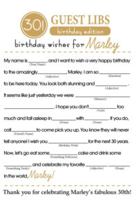 Birthday Mad Libs