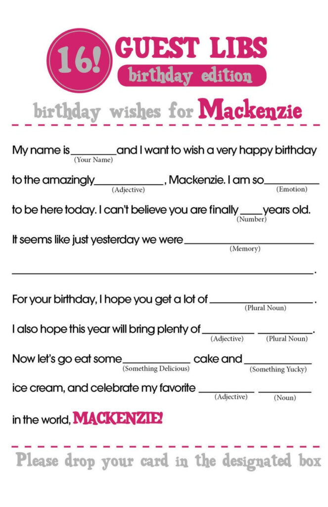 BIRTHDAY MAD LIBS Etsy