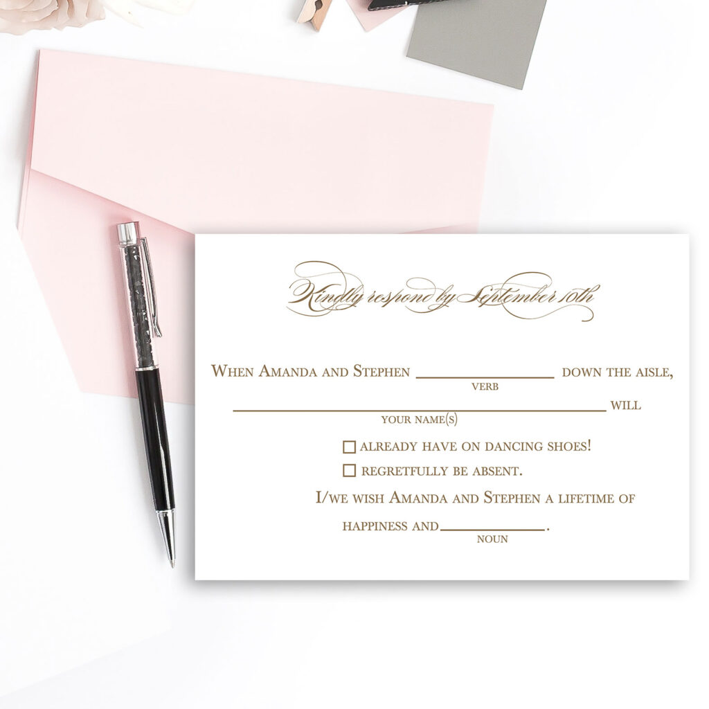 Blush Paperie Wedding RSVP Card Wording