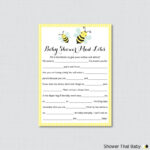 Bumble Bee Baby Shower Mad Libs Printable Baby Shower Advice Etsy