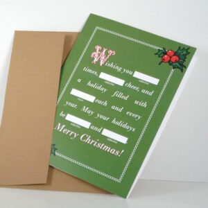 Christmas Card Mad Libs Style Green Etsy Christmas Holiday Cards