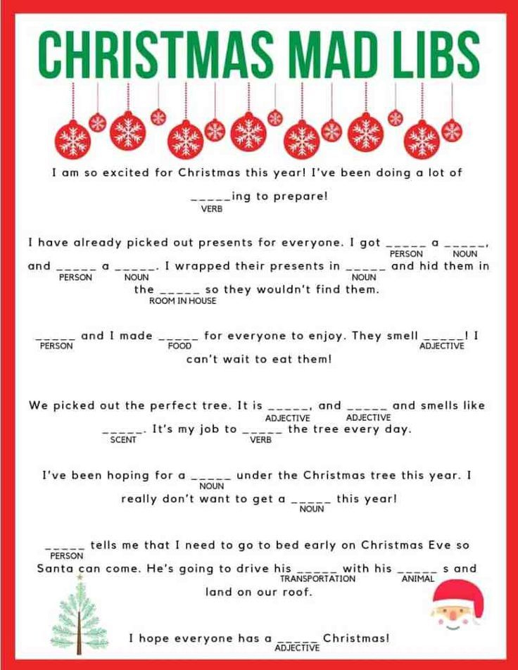 Christmas Mad Libs Christmas Mad Libs Christmas Printables Kids 