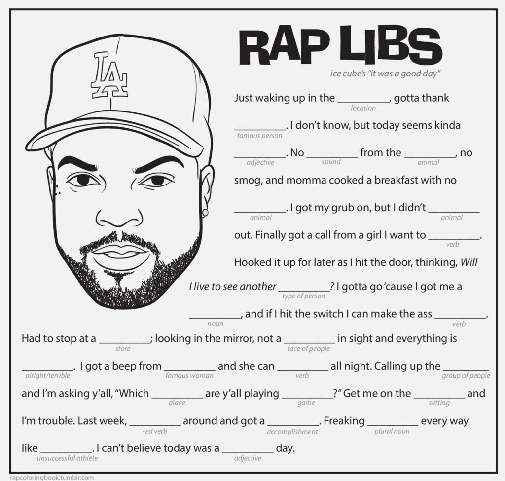 Click Here To Download The Ice Cube Rap Libs Activity Page Print It 