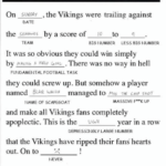 Depressing VIKInGS Loss MAD LIBS On SUNDAy The Vikings Were Trailing