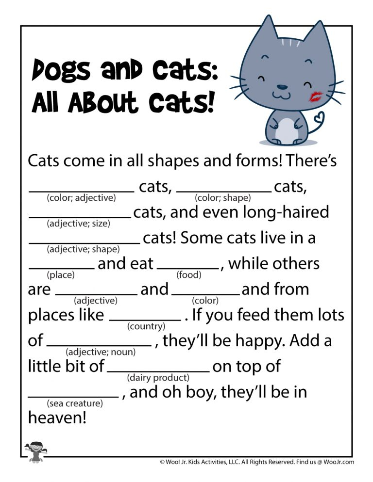Dogs And Cats Mad Libs Games Woo Jr Kids Activities
