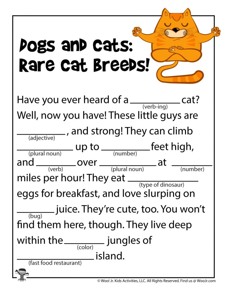 Dogs And Cats Mad Libs Games Woo Jr Kids Activities