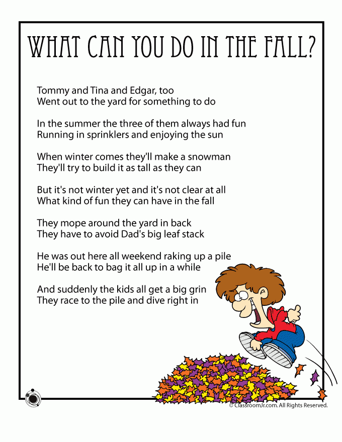 Fall Kids Poems To Print Woo Jr Kids Activities