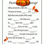 Fall Mad Libs Thanksgiving Mad Lib Pumpkin Classroom Fall Kids