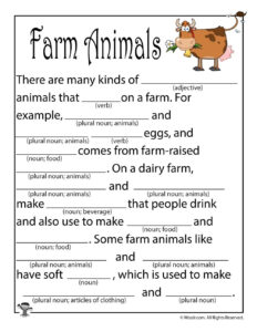 Farm Animal Mad Libs Printable Woo Jr Kids Activities Printable