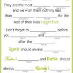 Funny Wedding Mad Libs Template Williamson ga us