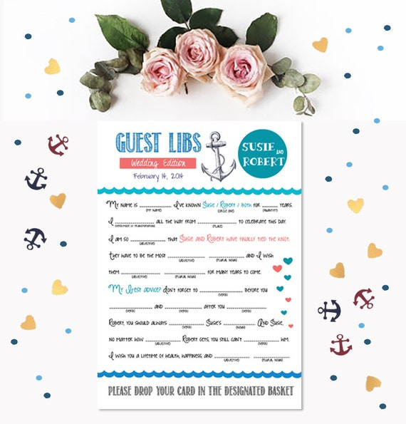 Guest Book Mad Libs Wedding Edition Printable Custom