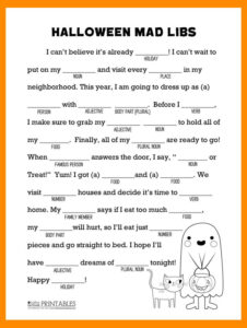 Halloween Mad Libs Printable My Sister s Suitcase Halloween Mad