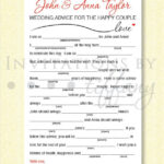 Happy Couple Mad Libs Wedding Libs Happy Couple Wedding Advice