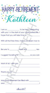 Happy Retirement Mad Libs Printable Customized Retirement Party