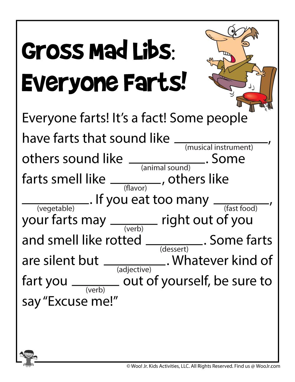 Kids Gross Printable Mad Libs Woo Jr Kids Activities In 2021 Kids