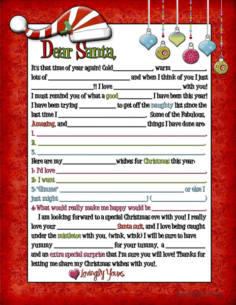 Letter To Santa 2013 For Adults wink wink Inkhappi