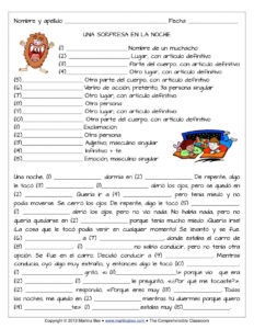 Mad Libs For Comprehensible Input Spanish Classroom Activities