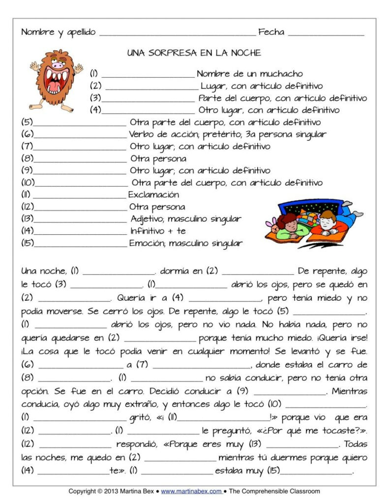 Mad Libs For Comprehensible Input Spanish Classroom Activities 