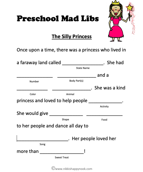 Mad Libs For Preschool FREE Printable Nikkishappynook Mad Libs 