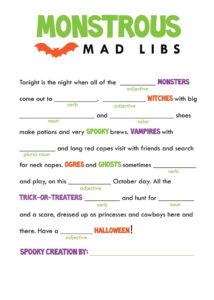 Mad Libs Halloween Worksheets Halloween School Halloween Class Party