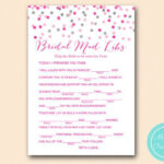 Mad Libs Help Bride Write Her Vows Bridal Shower Mad Lib Pink And