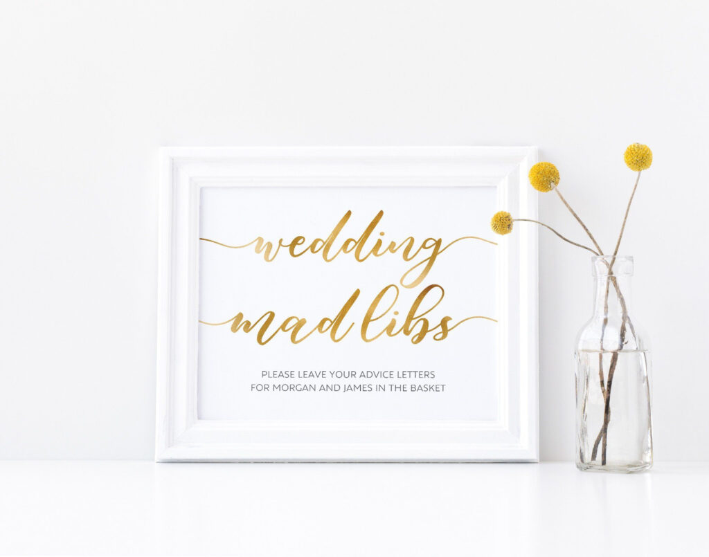 Mad Libs Wedding Wedding Signs Gold Wedding Sign Etsy Printable 