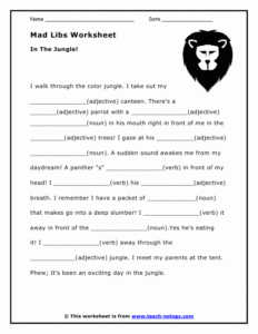 Mad Libs Worksheet In The Jungle Mad Libs Free Mad Libs