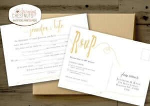 Madlib RSVP Postcard White And Gold Wedding Madlib Funny Etsy In 2020