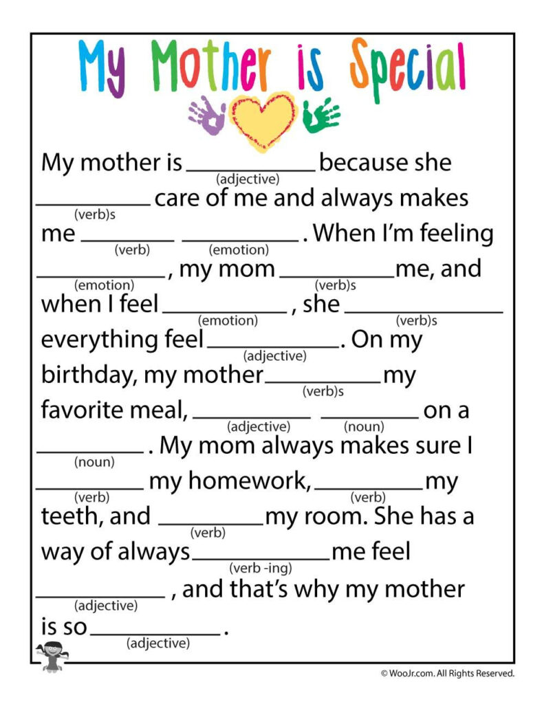 Mother s Day Mad Libs Printable Mad Libs Mad Libs My Mother Essay